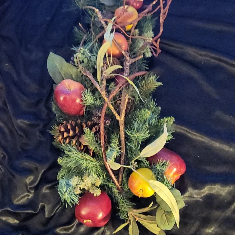 Festive Holiday Garland with Red Apples and Greenery